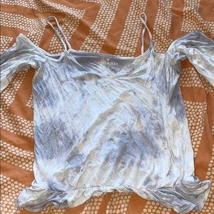 Light Tye-Dye Blue Ruffle Top